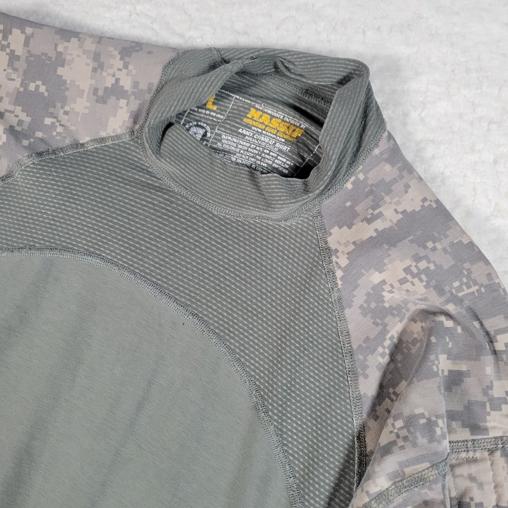 Massif Army Combat Shirt Mens Size L Gray ACU Digital Camo Flame Resistant ACS